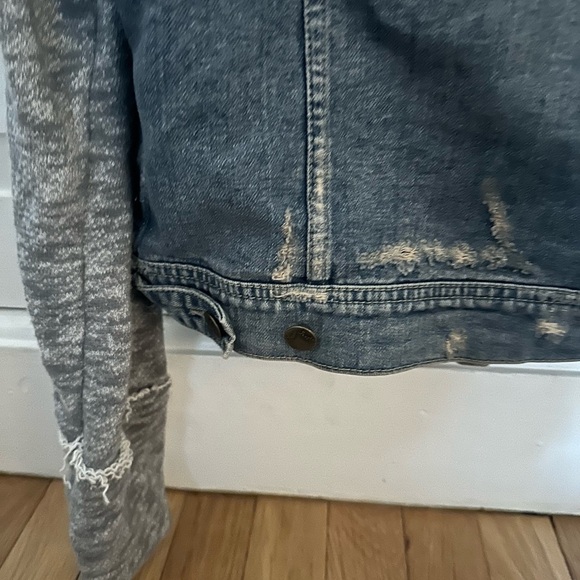 Free People Blue Jean Jacket with Gray Sleeves - Picture 4 of 7